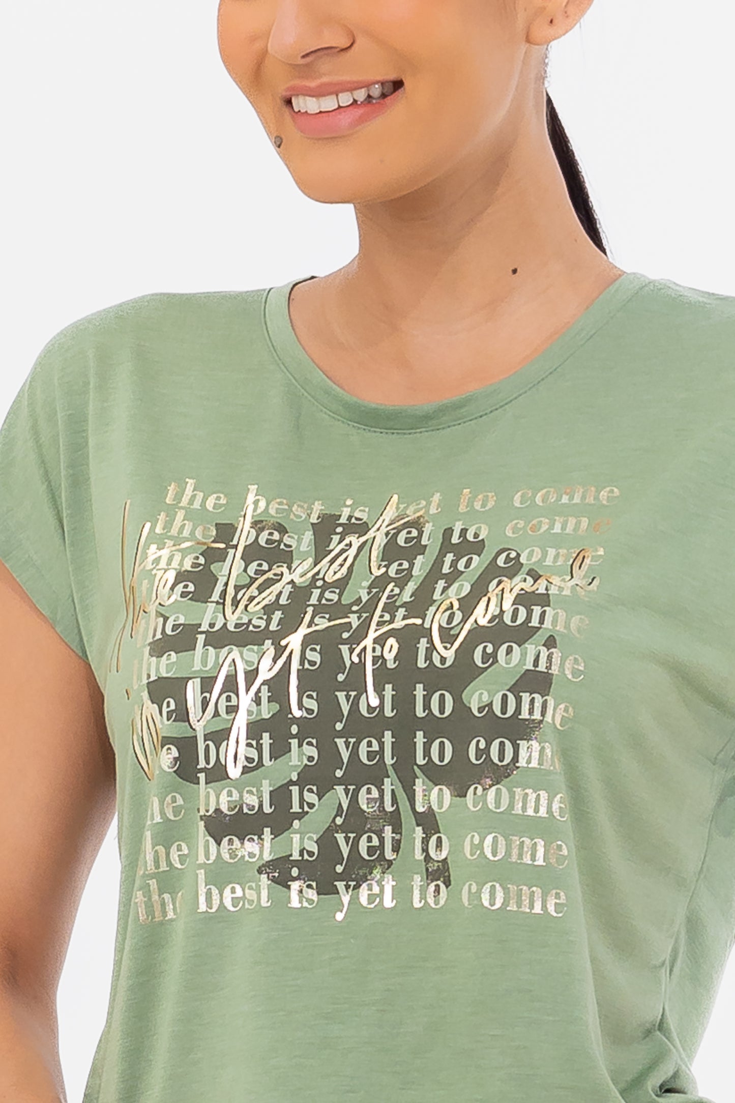 Hailys Women’s Inspirational Quote Short Sleeve T-Shirt - Sage Green