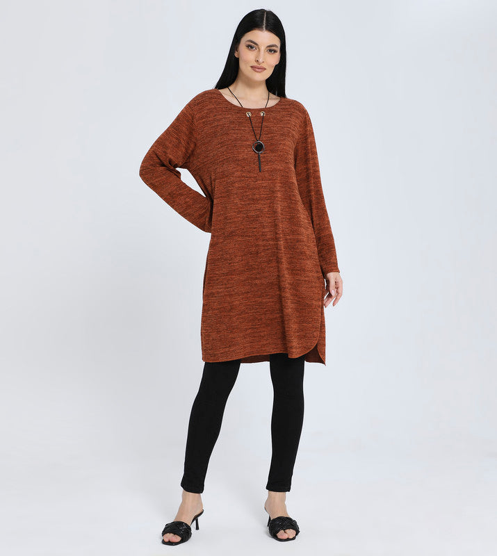 Zabaione Women's Long Sleeve Asymmetrical Tunic Sweater - Casual Loose Fit Pullover Top