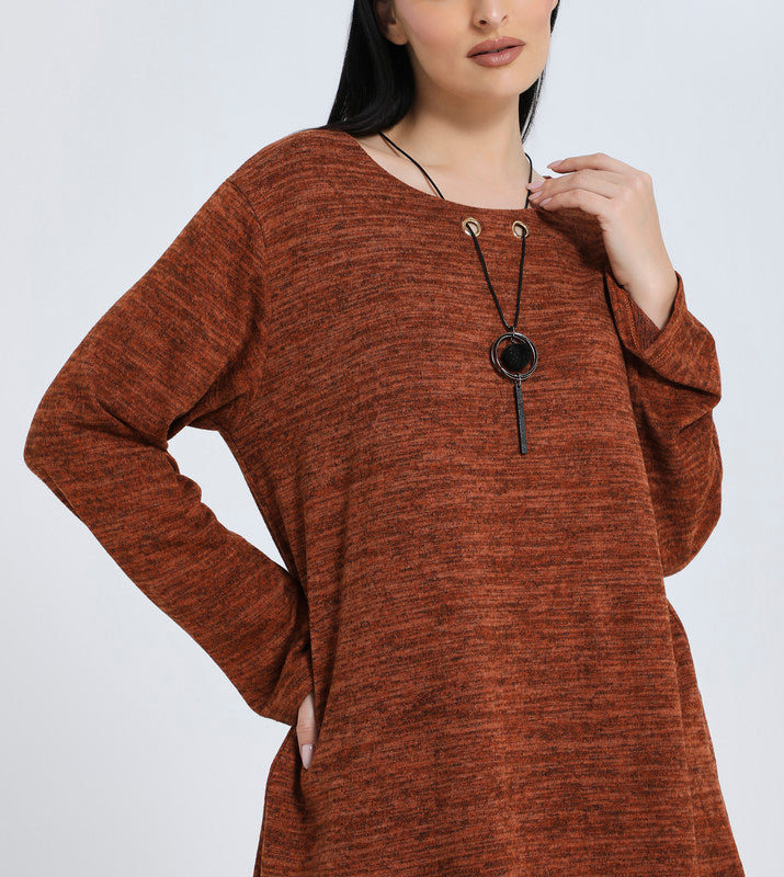 Zabaione Women's Long Sleeve Asymmetrical Tunic Sweater - Casual Loose Fit Pullover Top