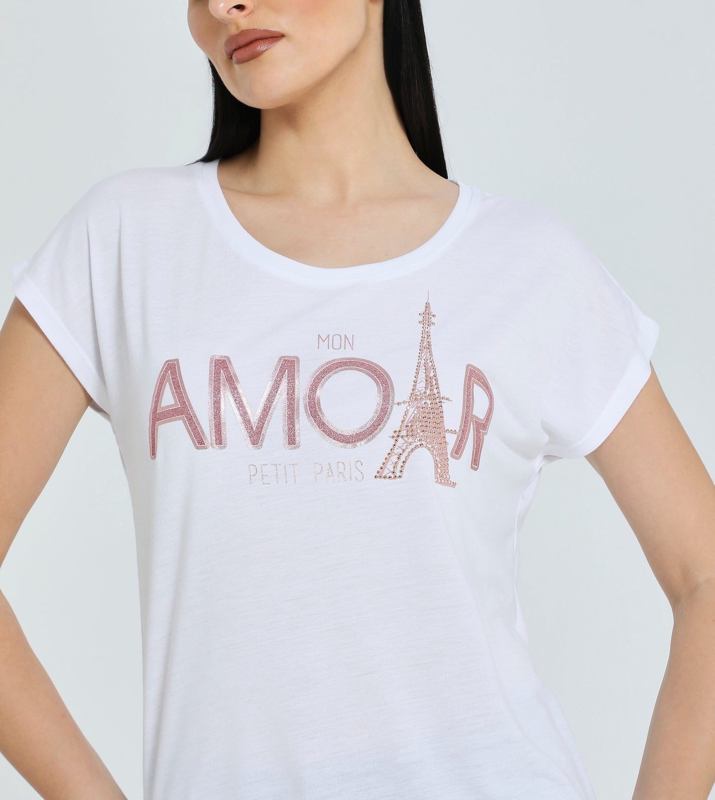 Zabaione Women's Paris Graphic Tee - Short Sleeve Casual T-Shirt with "Mon Amour" Print