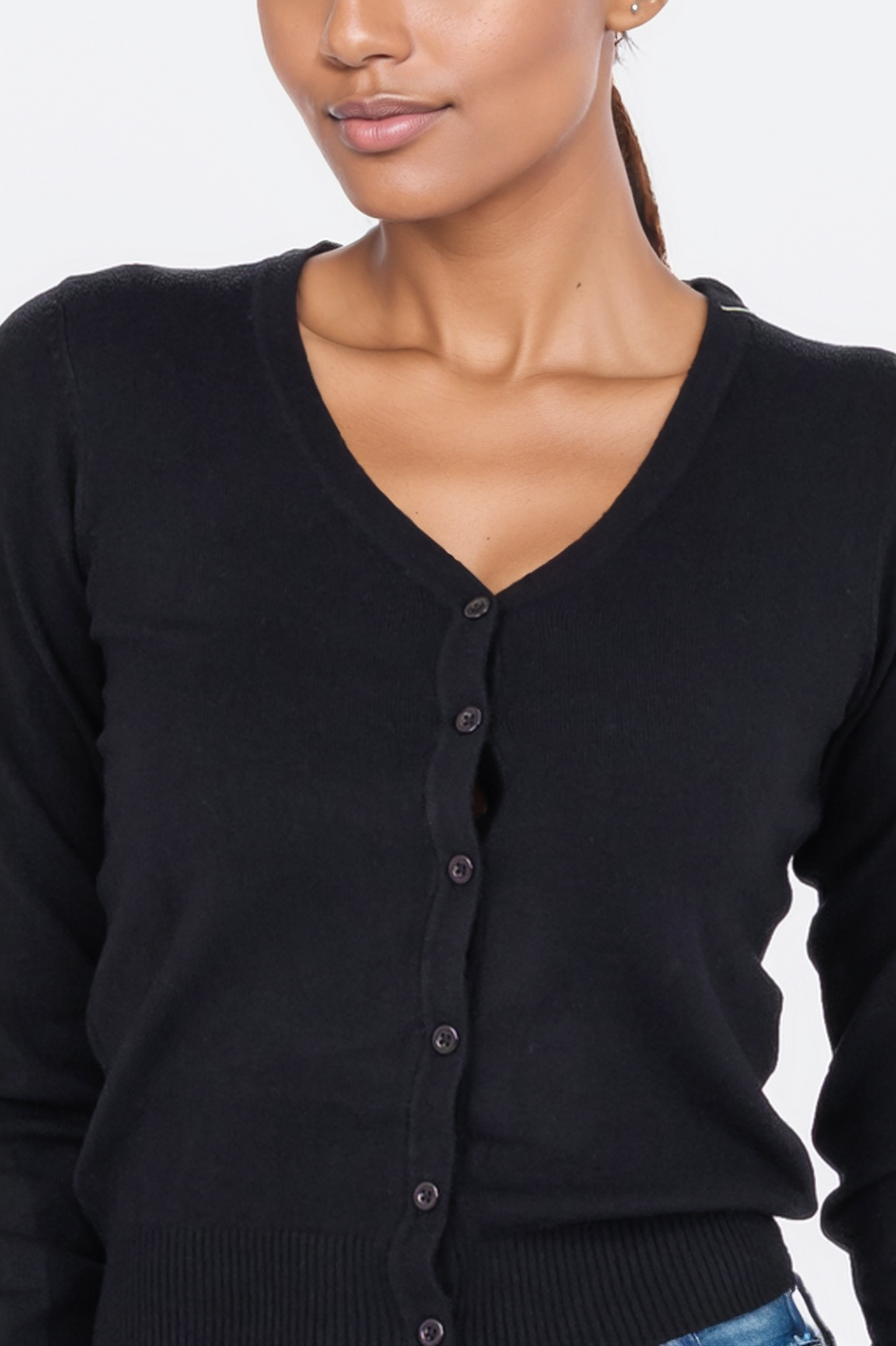 Hailys Women’s Classic Black V-Neck Button-Down Cardigan