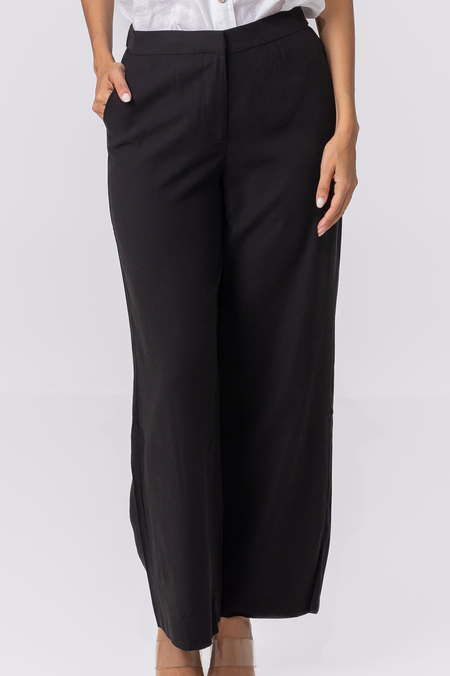 Zabaione Women’s High-Waisted Wide Leg Dress Pants - Black