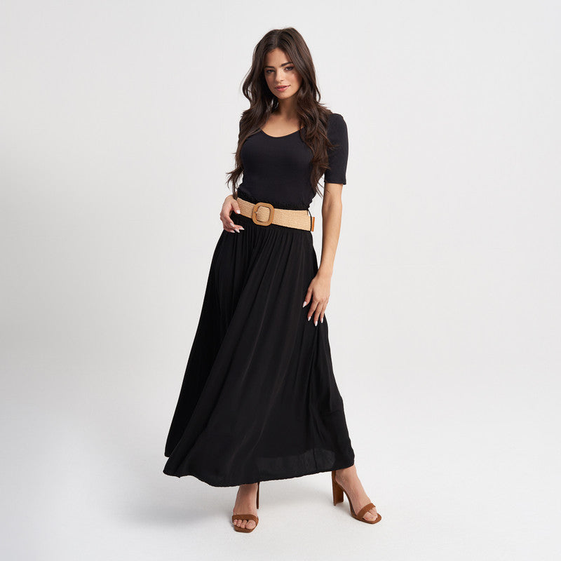 Hailys Women's High-Waisted Maxi Skirt with Belt - Elegant and Flowing