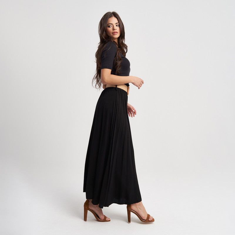 Hailys Women's High-Waisted Maxi Skirt with Belt - Elegant and Flowing