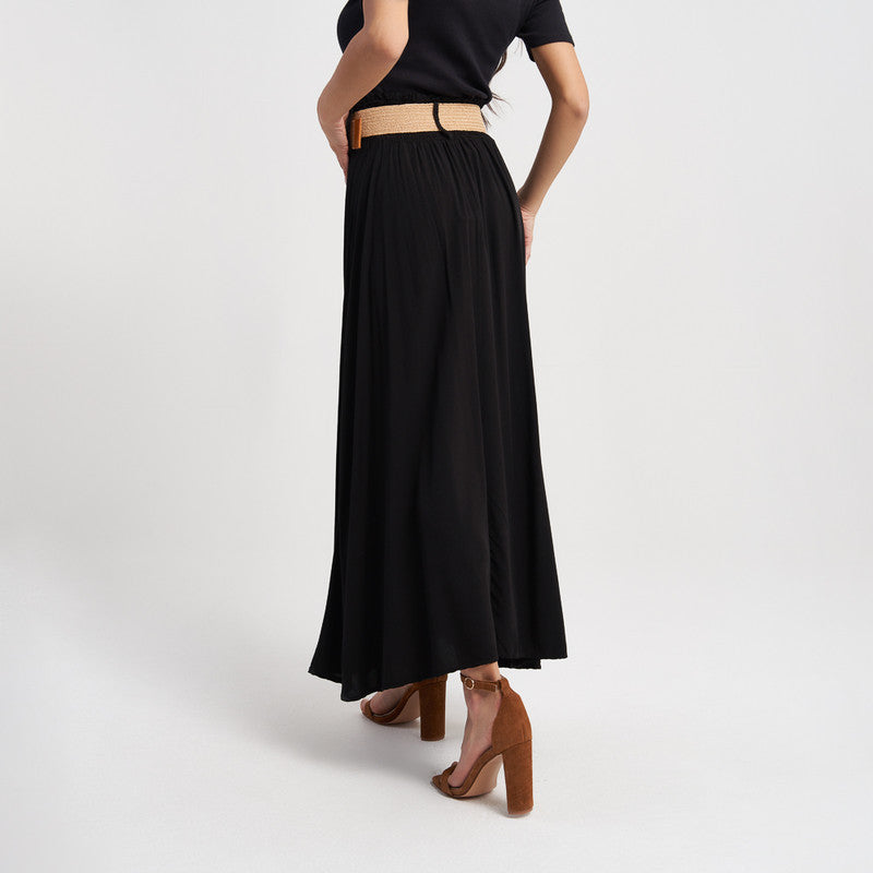 Hailys Women's High-Waisted Maxi Skirt with Belt - Elegant and Flowing