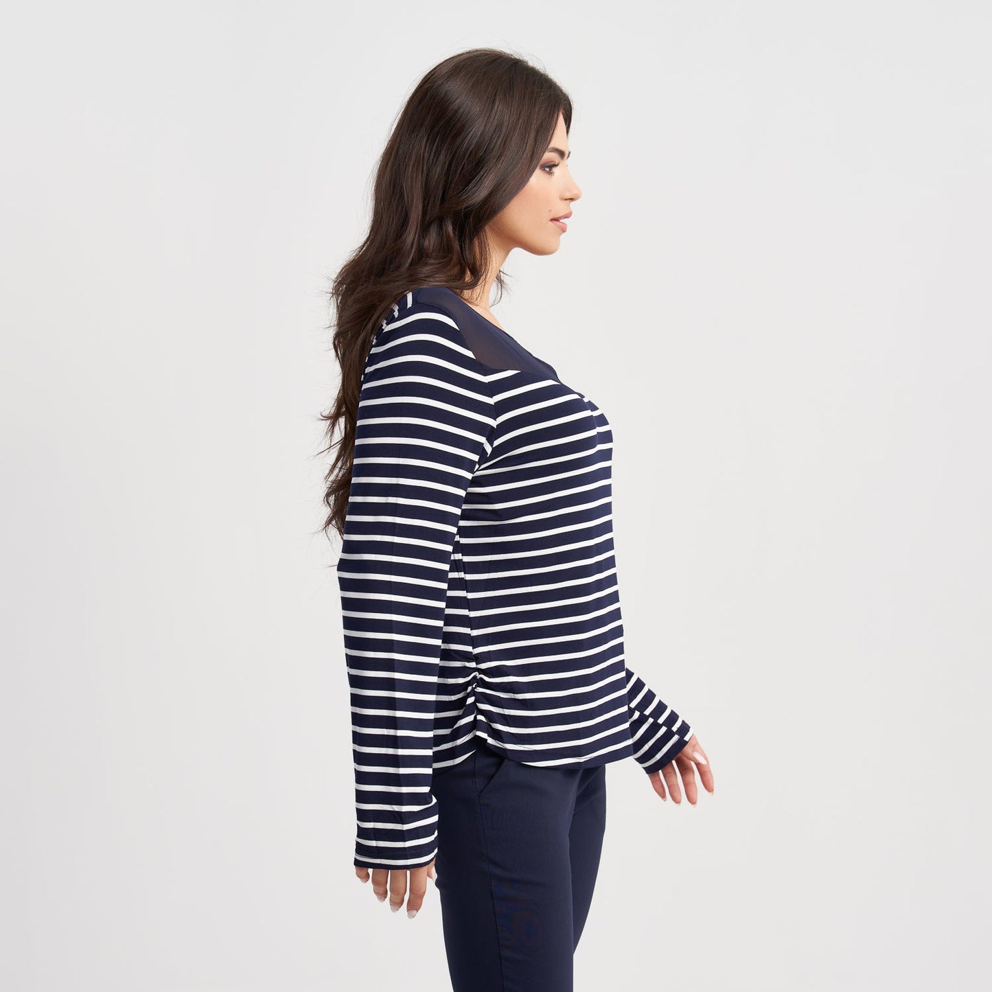 Zabaione Women's Long Sleeve Striped T-Shirt - Casual Loose Fit Crew Neck Top