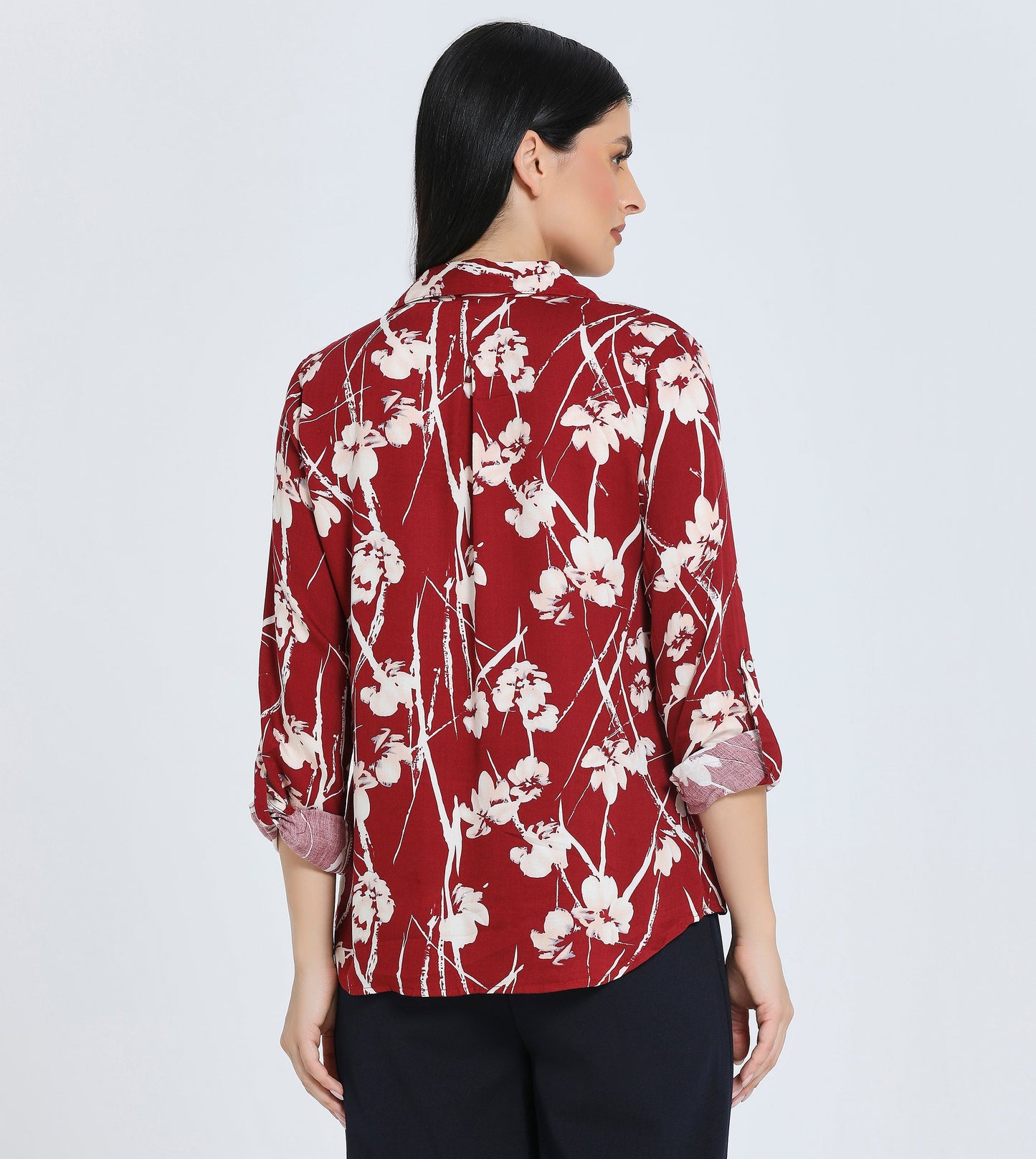 Zabaione Women's Floral Print Button-Up Blouse - 3/4 Sleeve Casual Loose Fit Top