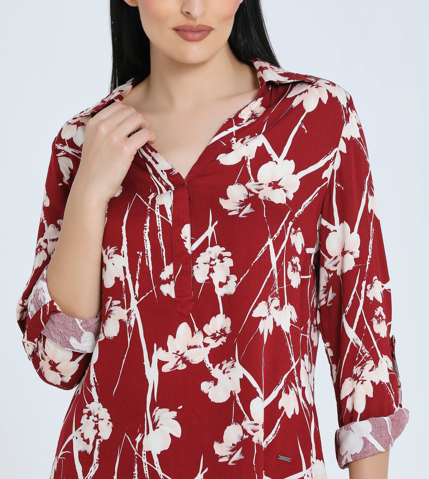 Zabaione Women's Floral Print Button-Up Blouse - 3/4 Sleeve Casual Loose Fit Top