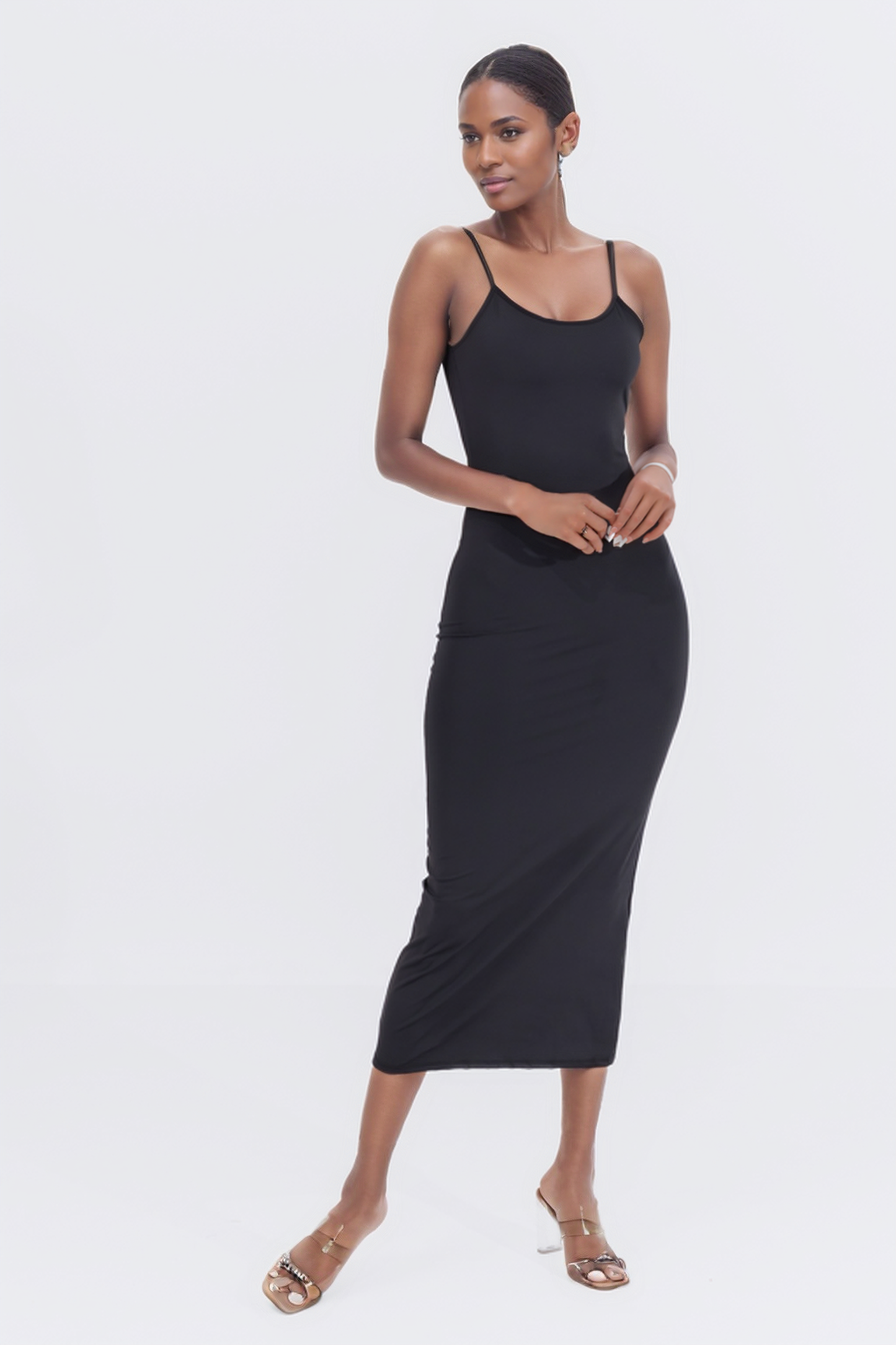 Hailys Women’s Spaghetti Strap Bodycon Midi Dress - Black