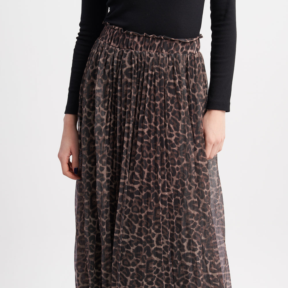 Hailys Women's Leopard Print Pleated Maxi Skirt - Wild and Stylish