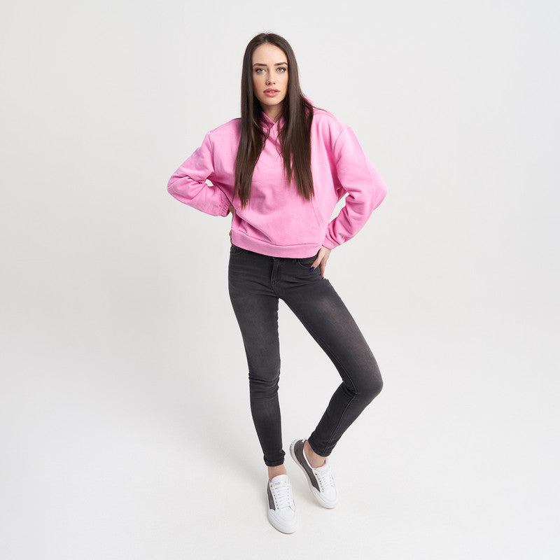 Hailys Women's Casual Pink Hooded Sweatshirt