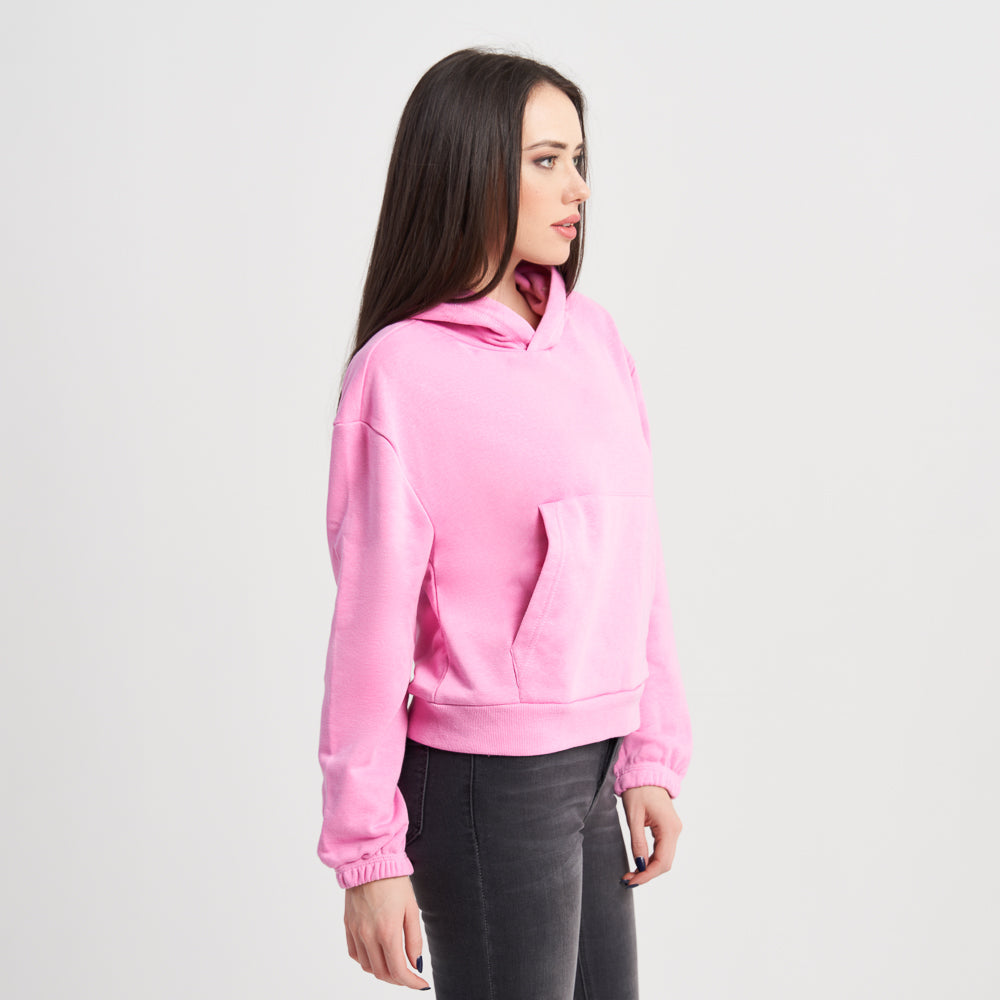 Hailys Women's Casual Pink Hooded Sweatshirt