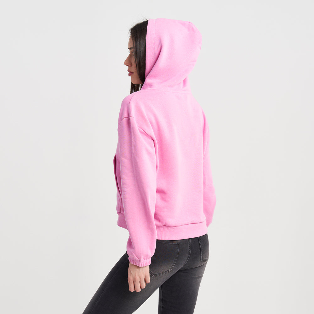 Hailys Women's Casual Pink Hooded Sweatshirt