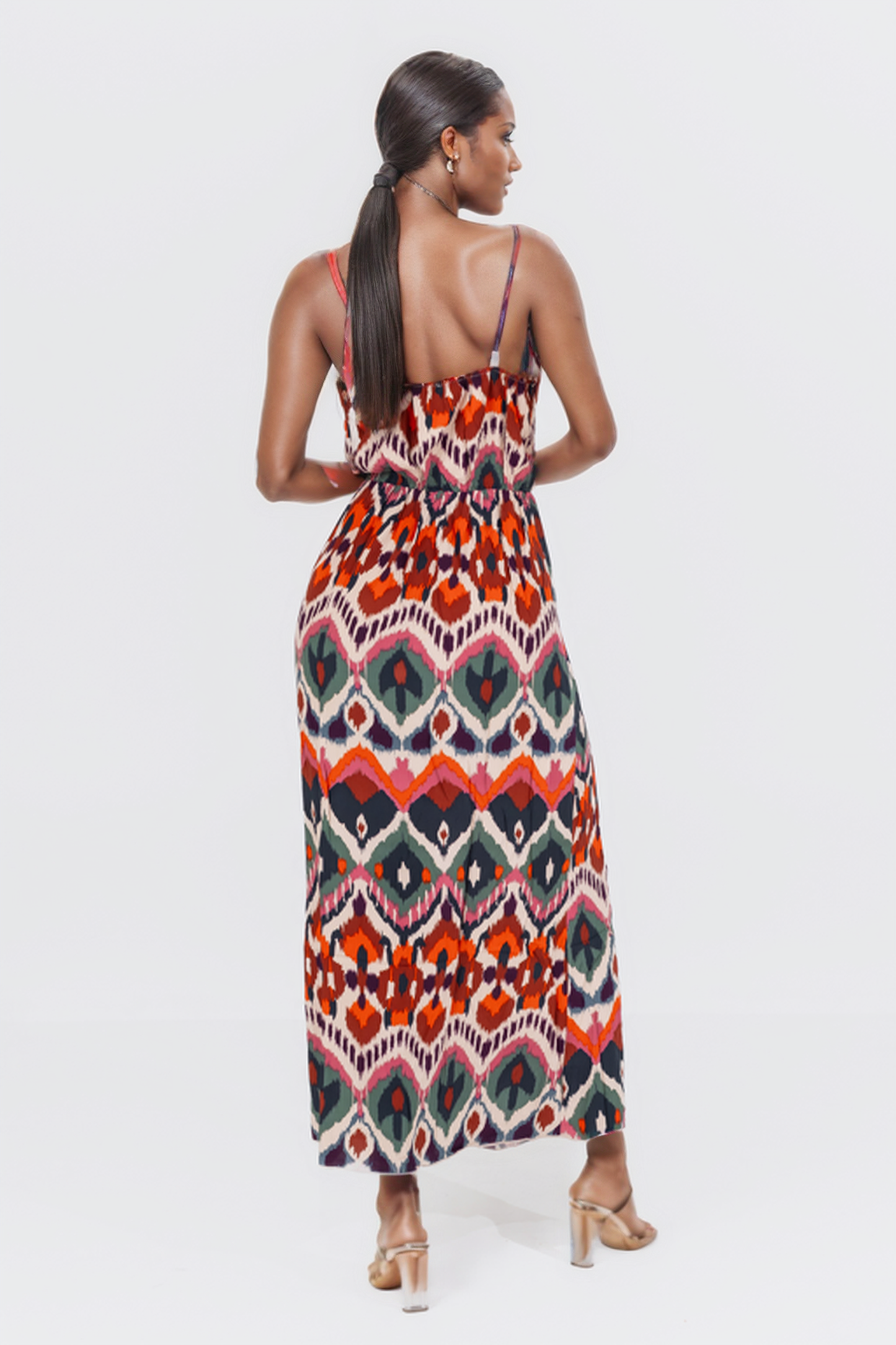 Hailys Women’s Bohemian Print Sleeveless Maxi Dress with Adjustable Straps