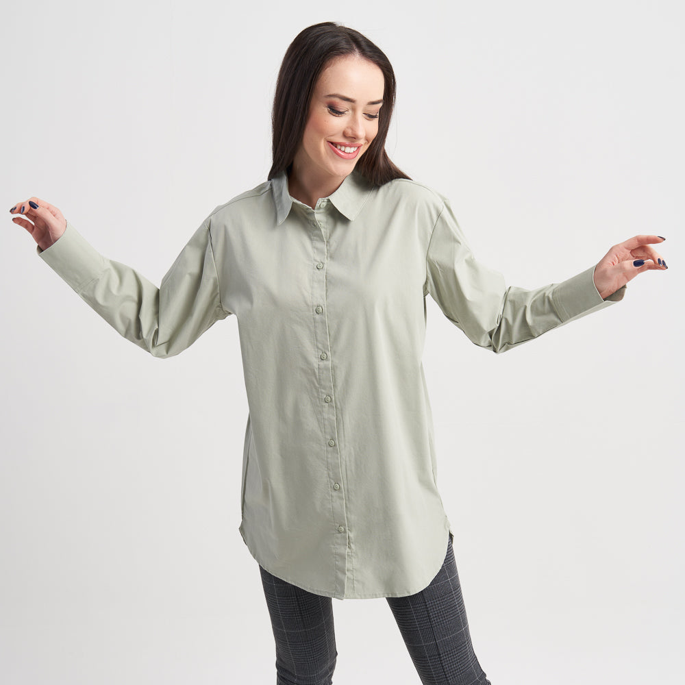 Hailys Women's Long Sleeve Button-Down Collared Shirt - Casual Loose Fit Blouse