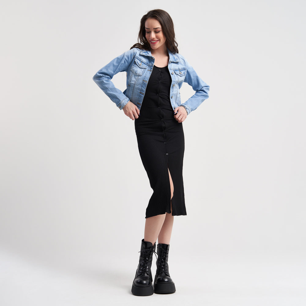 Hailys Women's Classic Button-Down Denim Jacket with Pockets