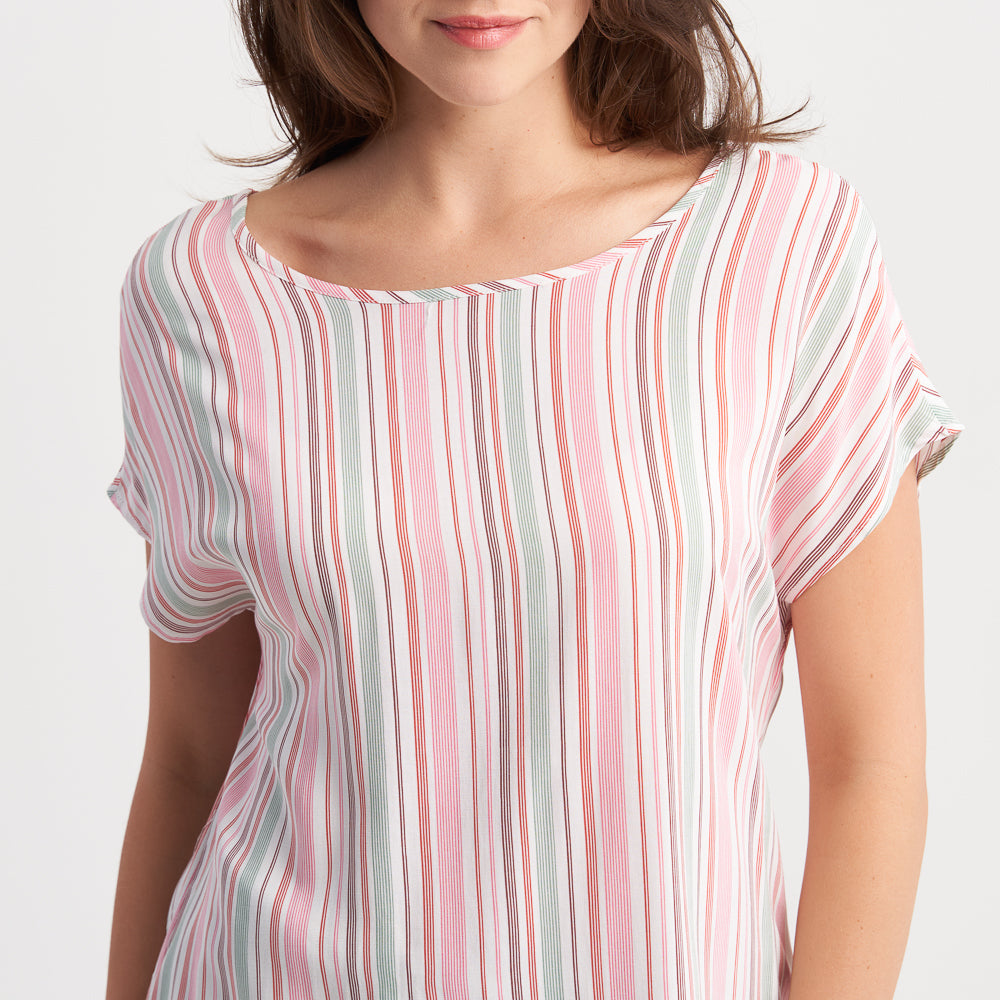 Hailys Women's Casual Short Sleeve Striped Blouse - Lightweight and Breathable