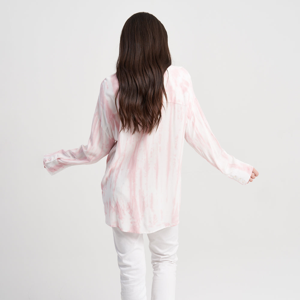 Hailys Women's Oversized Tie-Dye Button-Down Shirt