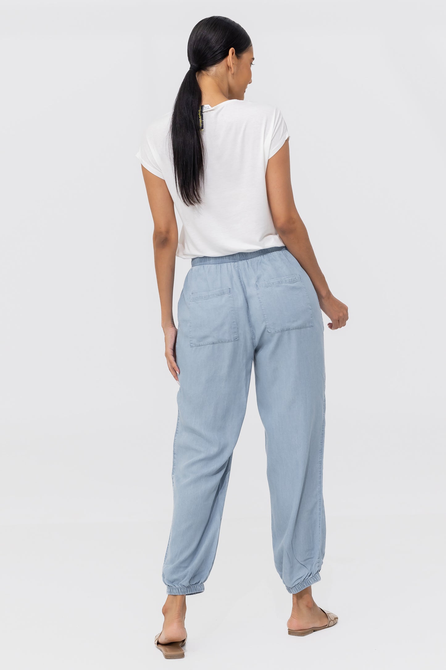 Zabaione Women’s Casual High-Waisted Drawstring Jogger Pants - Light Blue