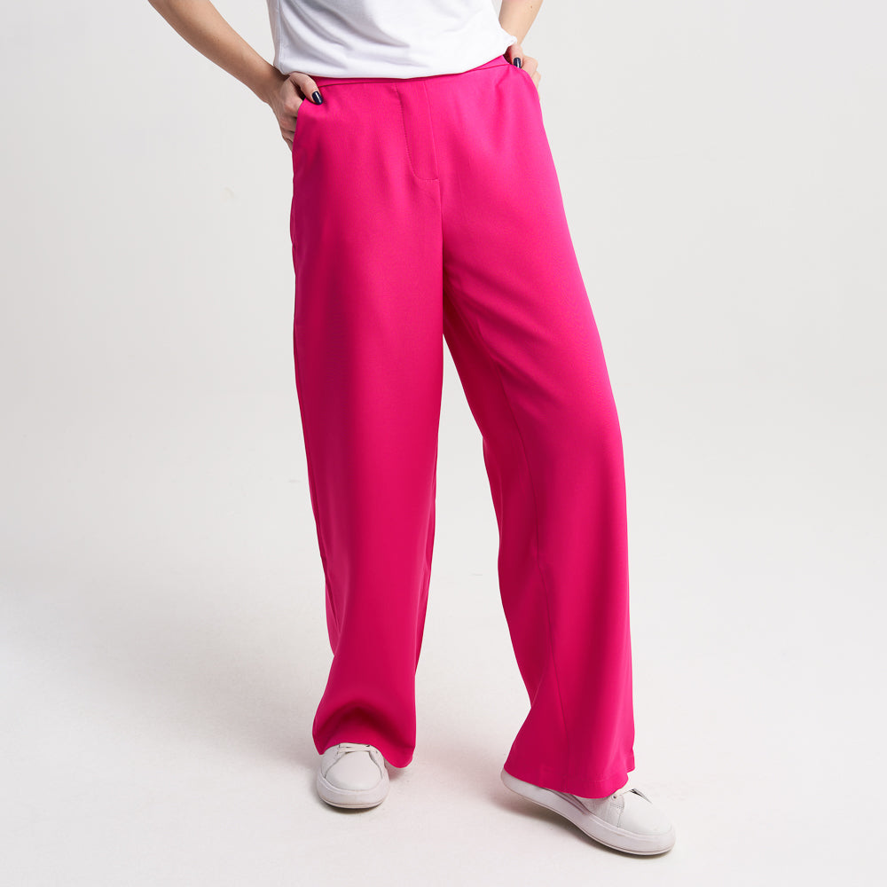 Hailys Women's Wide-Leg High-Waisted Trousers - Hot Pink