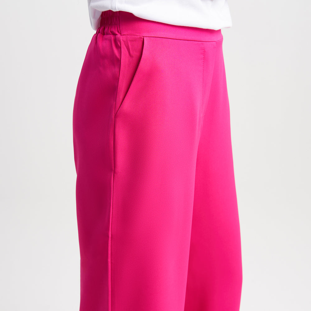 Hailys Women's Wide-Leg High-Waisted Trousers - Hot Pink