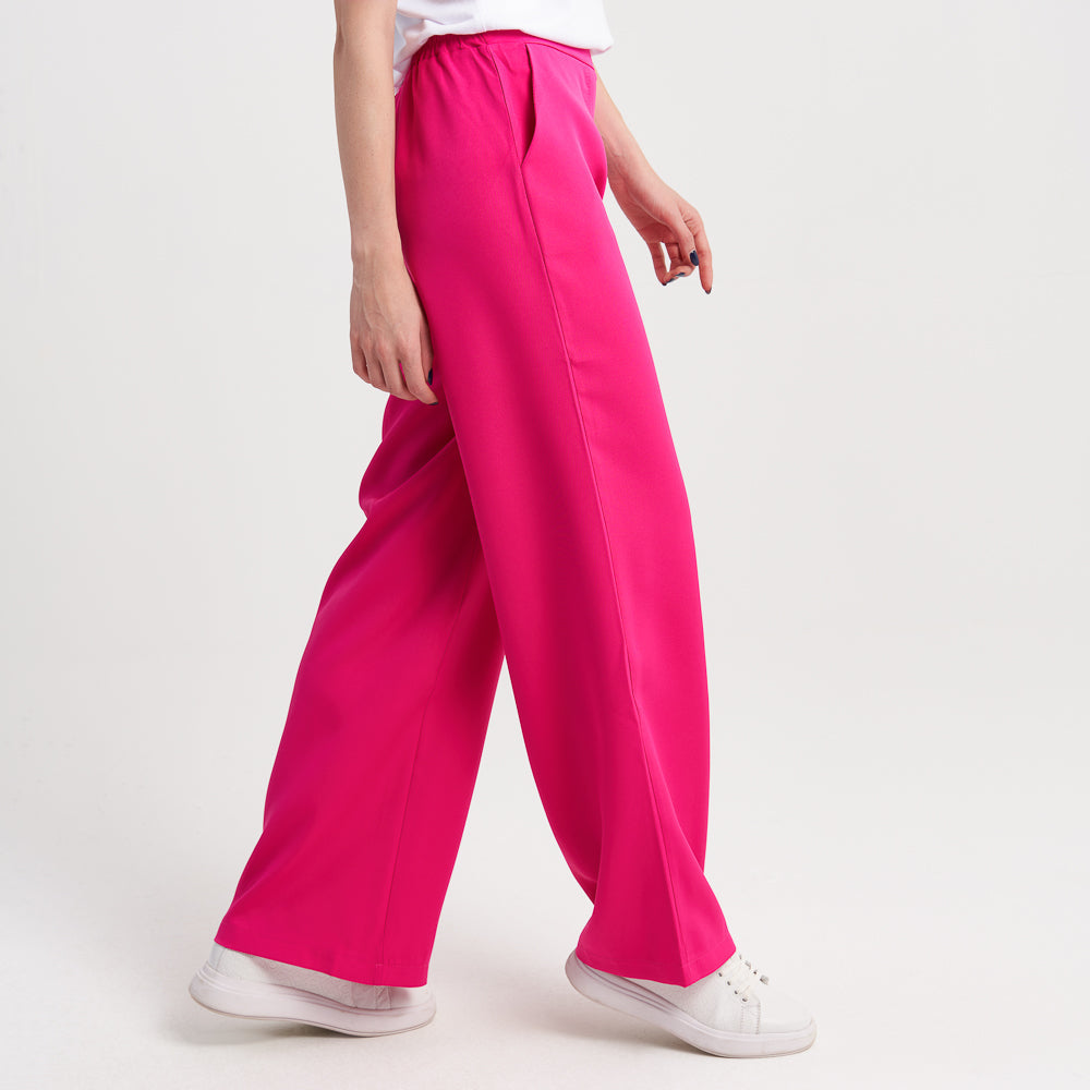 Hailys Women's Wide-Leg High-Waisted Trousers - Hot Pink