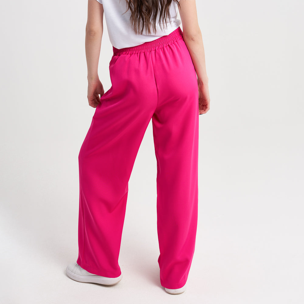 Hailys Women's Wide-Leg High-Waisted Trousers - Hot Pink