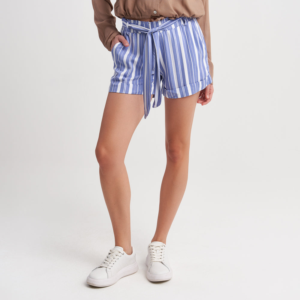 Hailys Women's Striped High-Waisted Tie-Front Shorts with Pockets - Comfortable and Chic