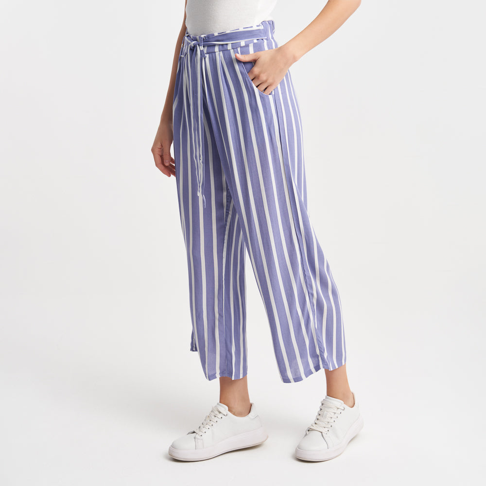 Hailys Women's Striped High-Waisted Wide-Leg Pants with Belt