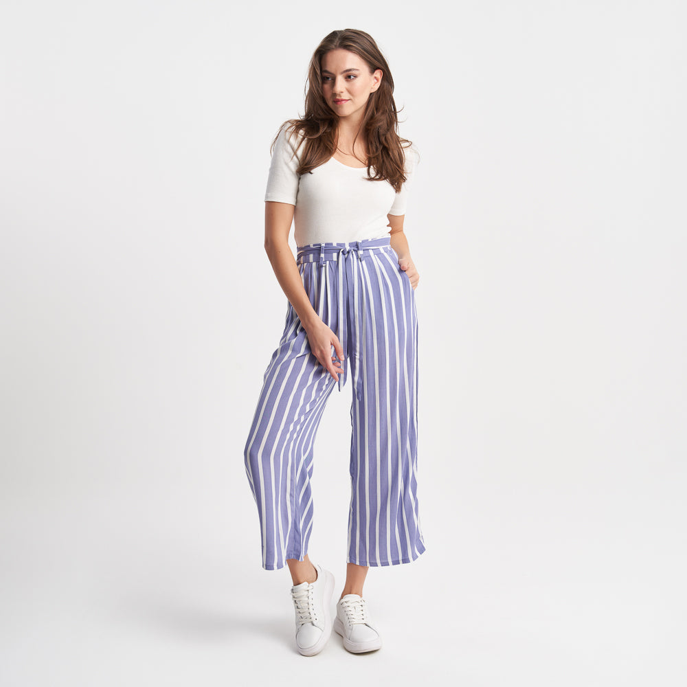 Hailys Women's Striped High-Waisted Wide-Leg Pants with Belt