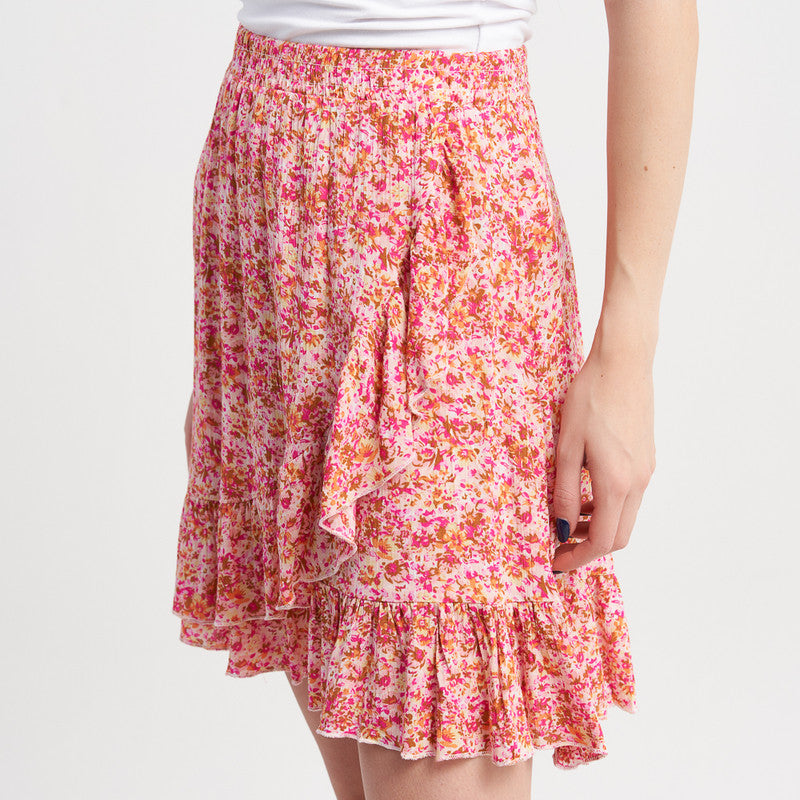 Hailys Women's Floral Print Ruffle Mini Skirt - Fun and Flirty Summer Essential