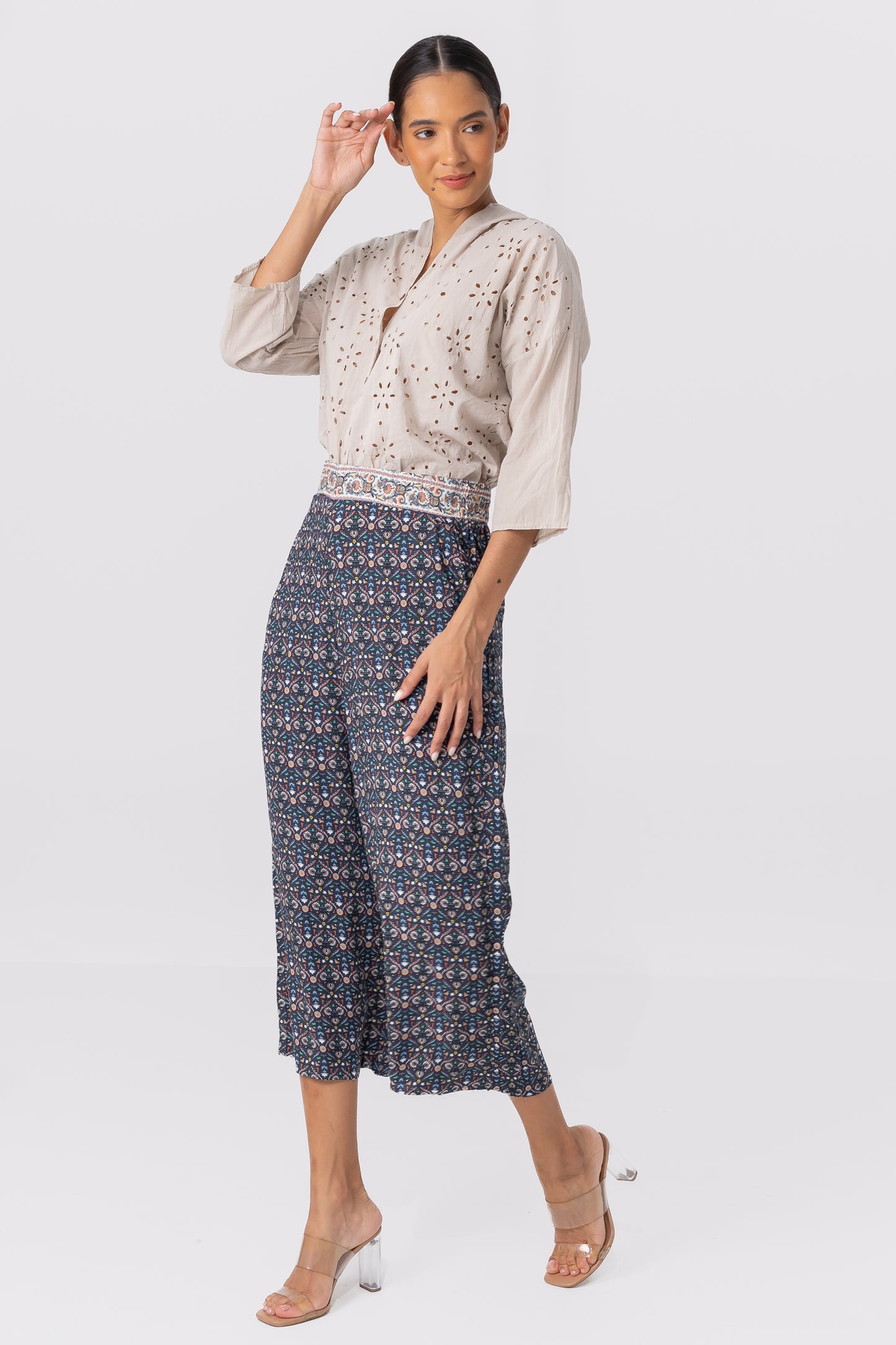 Hailys Women’s Bohemian Print High-Waisted Wide Leg Pants