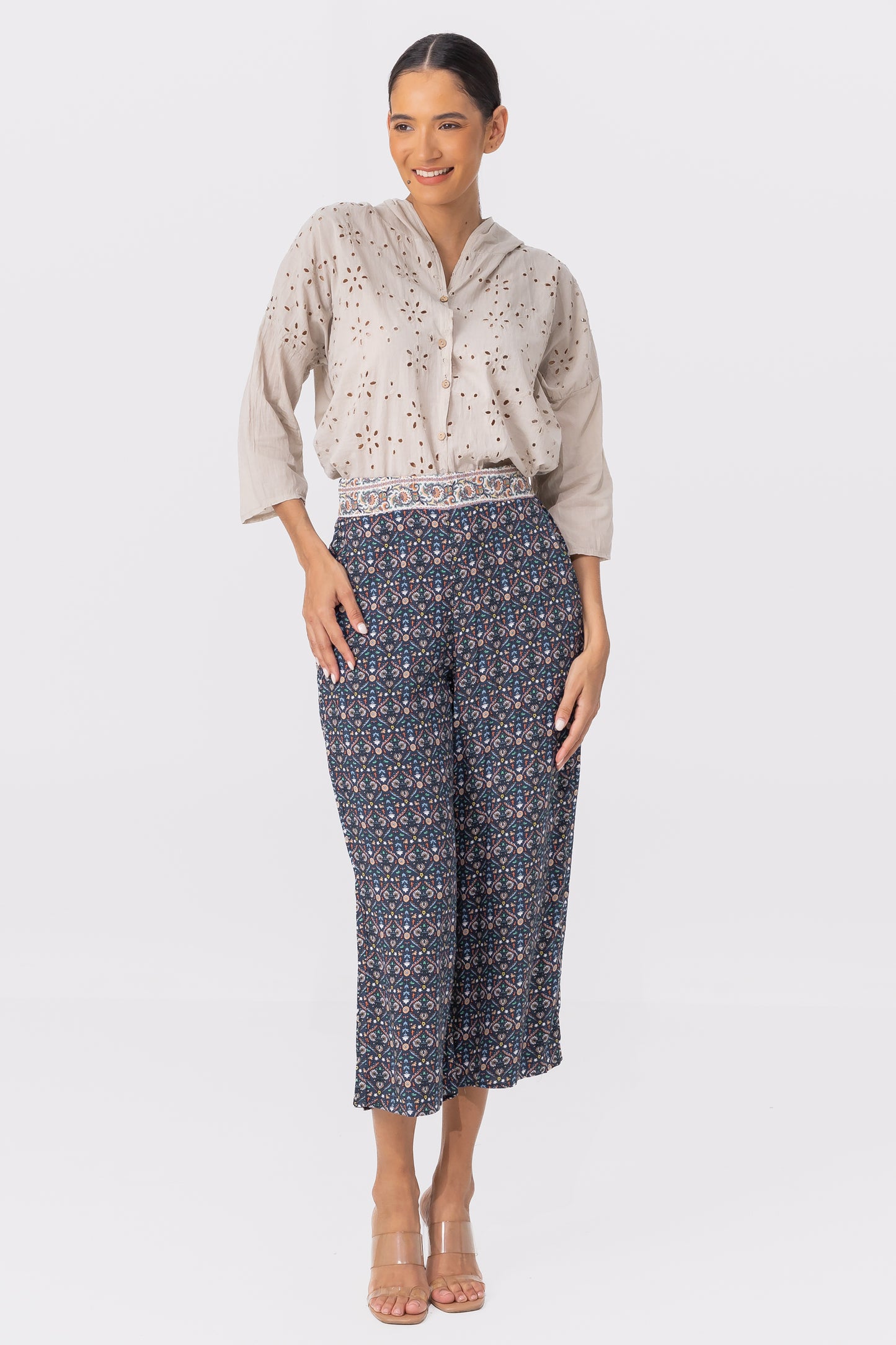 Hailys Women’s Bohemian Print High-Waisted Wide Leg Pants