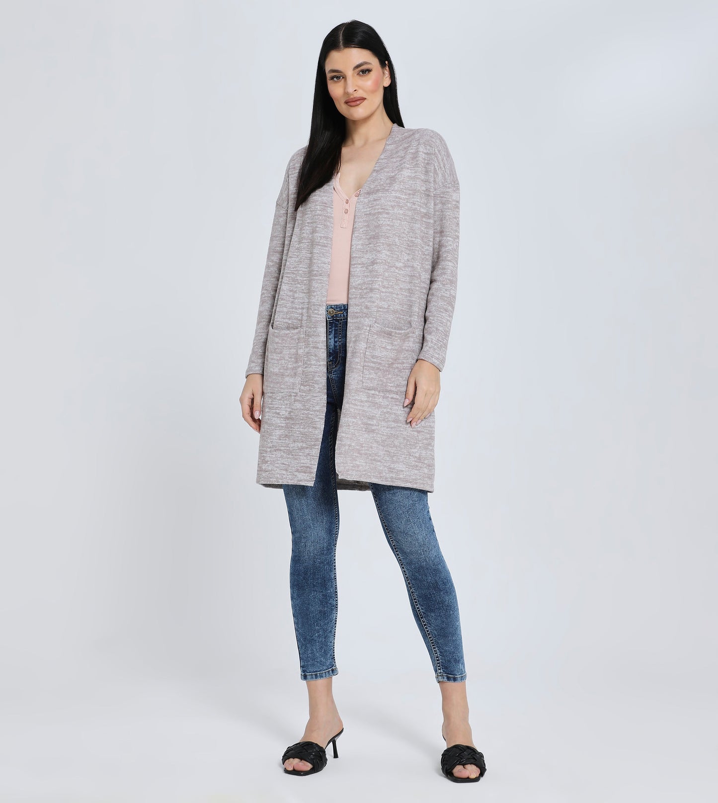 Hailys Women's Open Front Long Knit Cardigan with Pockets - Casual Loose Fit Sweater Coat