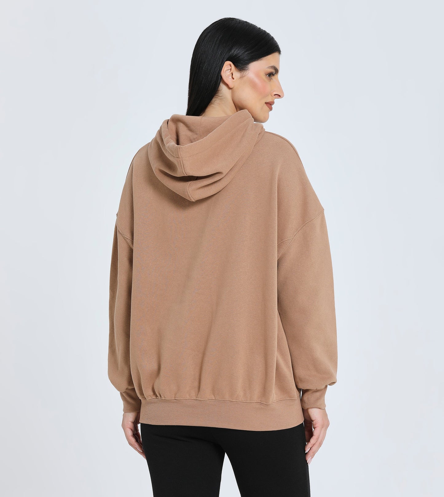 Hailys Women's Casual Oversized Beige Hoodie with Kangaroo Pocket